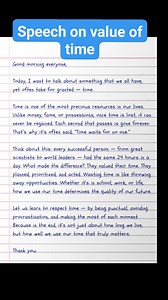835K views · 8.2K reactions | Speech on value of time #trendingreels #education #virals #letters #application #speech | English Class | Facebook