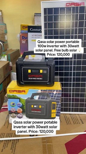 Qasa Solar Power Portable 100w inverter SPP-168ADC One free bulb, 30w solar panel One year warranty Price: 120,000 Payment on delivery and pick up within ibadan. Call/WhatsApp 09068333910 #mindjemulticoncept #jimmyelectronicsibadan #foryou #foryoupage #explorepage #ibadan #nigeria #trending