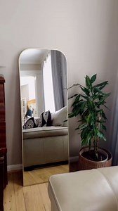 HARRITPURE 57"x20" Full Length Mirror Gold Rounded Corner Floor Mirror | Aluminum Frame Standing Hanging Leaning Wall Floor Dressing Mirror with Stand for Living Room Bedroom Cloakroom