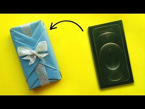 How to Gift Wrap iPhone Box | Wrap Phone Box with Paper | Gift Wrapping Rectangular Box with Ribbon