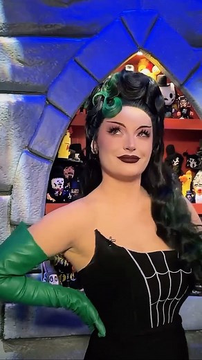 Pinup Palmer on Instagram: "GwenGoolie has arrived! Thank you all for the support! This has been such a long process for many years to get to here ! I’m excited for whats to come ! I’ll see you all on the other side ! 驪益 #svengoolie #gwengoolie #nostailgiaforatoo #gwengoolieshow #horrorhost #metv #elvira #vampira #horrormovies #horrorhostess #deadandlovingit #halloween"