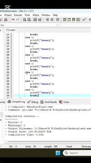 program in C to print month in a year using switch case|| C Tutorial #coding #tutorial