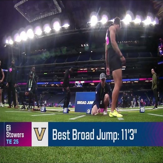 Vanderbilt's Eli Stowers just set a new Combine record for tight ends with an 11'3" broad jump ‼️