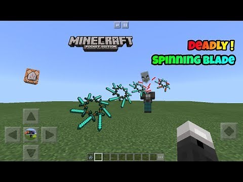[MCPE]How to make Throwable SPINNING BLADE in Minecraft Pe with Command blocks !!