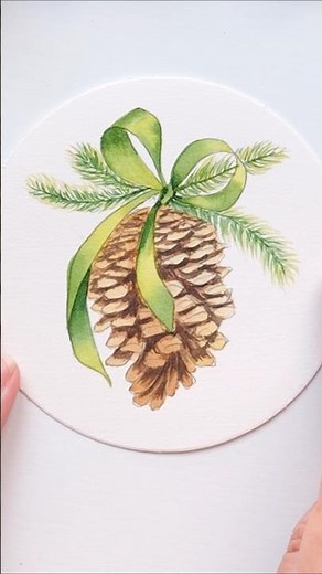 How to Paint Beautiful Watercolor Christmas Card🎄