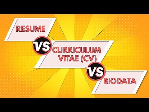 Resume vs Curriculum Vitae vs Biodata | Differences between a Resume, CV and Biodata - ANIMATED