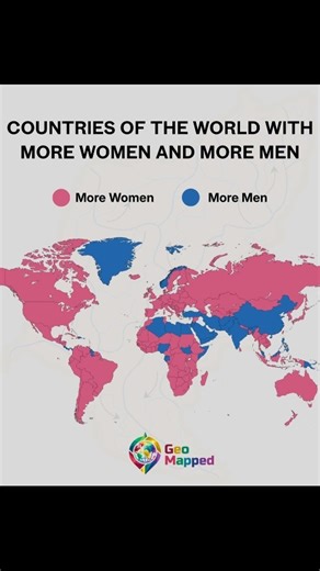Countries with more women and more men 🌎
