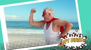 Animation Words Happy Birthday Yellow Letters Red White Explosion Senior