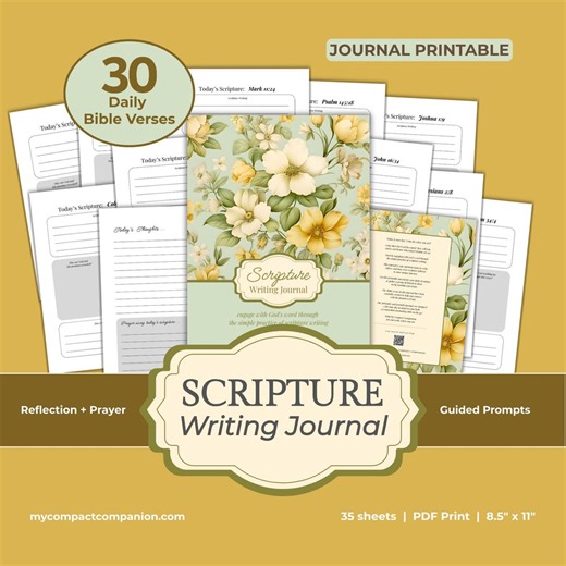 Scripture Writing Journal Printable: Daily Bible Verses on the Promises of God - Etsy