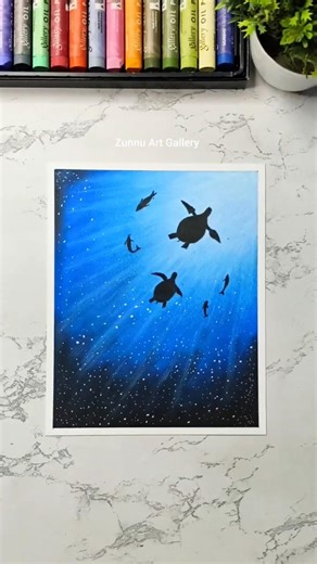 Deep Sea Magic 🌌🐢 | Ocean Drawing Timelapse #shorts #art #oilpastel