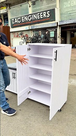 Modern Shoe Rack with Seat and Storage Cabinets #shoerack #shoecabinet #shoeorganizer