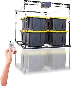 Origami The Elevator Garage Ceiling Storage Racks Motorized, Heavy Duty 52" x 25" Platform - Remote Controlled Electric Garage Overhead Storage Racks with 250 LBs Weight Capacity, Adjustable Height