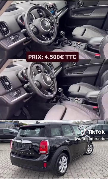 PRIX : 4 500 € TTC MINI Countryman Cooper SE ALL 4 *1.5 Hybride Rechargeable*Tête haute Équipements en option : Pack rétroviseurs extérieurs, finition Chrome Line, antivols de roues, affichage tête haute, climatisation automatique bizone avec chauffage automatique, climatisation réversible, peinture métallisée, peinture Midnight Black métallisée, aide au stationnement (PDC), caméra de recul, sièges avant sport. Caractéristiques supplémentaires : Airbag passager désactivable, airbag conducteur/pa