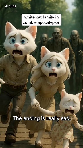 white cat zombie apocalypse🐱🧟‍♂️ #AI #meow #zombie #reelsviralシ #reelsfypシ | AI Vids