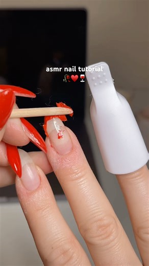 ASMR RED NAIL TUTORIAL ♥️🥀 #asmr #nails #selfcare #christmas
