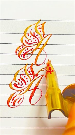 A flourishing capital letter ‘A’ with a butterfly design.” #calligraphy #cursive #lettering #art