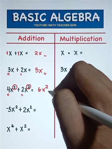 Basic Algebra: Addition & Multiplication! #algebra #mathchallenge #basicmath #mathematics #teachergon #MathTutor #math #mathreview | Ako si Teacher Gon
