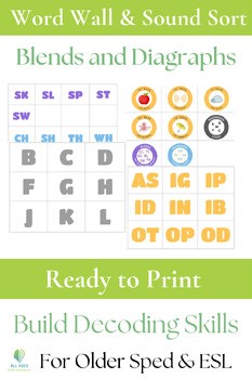 Word Wall & Sound Sort | Phonics Cards for Older Students | Blends & Digraphs