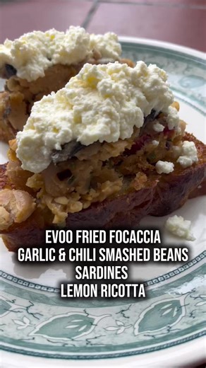 Quick Olive Oil Fried Focaccia and Smashed Beans Recipe