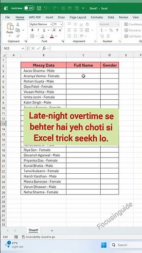Flash Fill Magic🔥#ExcelTricks #ExcelTips #FlashFil