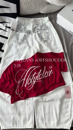 Stylish Baggy Jeans and Off-Shoulder Tops: Outfit Ideas