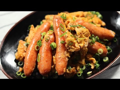 ソーセージと卵のオイスター炒めの作り方｜簡単レシピ｜シャウエッセン公式のゆで焼きでソーセージを卵で炒めました。ごはんが進む美味しい一品です！