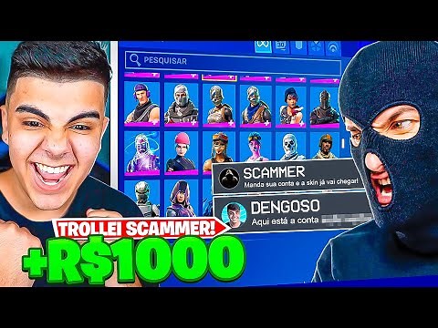 TROLLEI UM SCAMMER QUE TENTOU ROUBAR A MINHA CONTA!! (GANHEI 1000 REAIS DELE KKKKKKKKK) - FORTNITE
