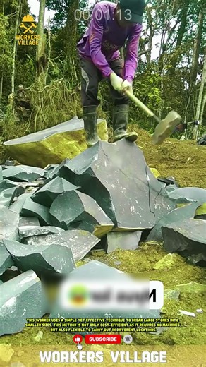 Manual Stone Breaking Innovation #workersvillage #skilledworker #tools #hardwork