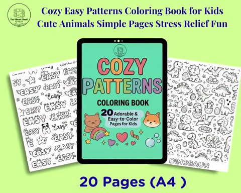 20 Adorable Cozy Patterns Coloring Book for Kids Easy Animal Digital Download Printable - Etsy