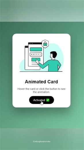 Animated card with button animation using html css and js #coding #html #javascript #programming