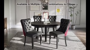 Wooden Dining Table Set for 4, Modern Round Extendable Farmhouse Dining Table Set, 16" Wood Kitchen Table with Velvet Upholstered Dining Chairs, Kitchen Table Set for Small Space - Black White