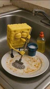 Mini SpongeBob’s Cleaning Day 💛 | Dish Washing