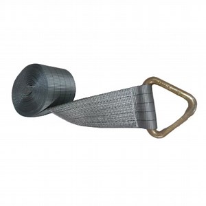 [Hot Item] Heavy Duty Gray Cargo Lashing Trailer Winch Strap with D-Ring Hook