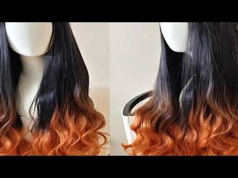 Anime Nezuko Kamado Wig Halloween Character Costume Cosplay Wigs Black Orange Gradient Long Curly