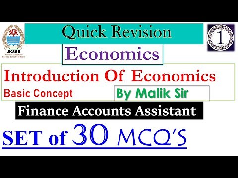 MCQ'S on Introduction to economics Basic Concepts And Principal|JKSSB FAA | Quick Revision