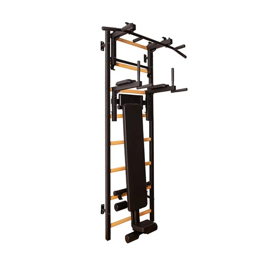 BenchK 233 Gymnastic Wall Bars with Workout Bench, Pull-Up and Dip Bar