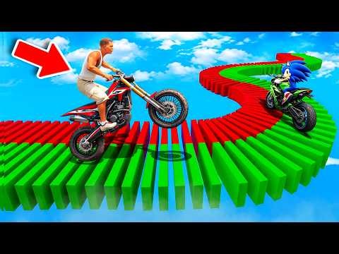 SONIC AND FRANKLIN TRIED THE IMPOSSIBLE CURVY DOMINO STEPS PARKOUR CHALLENGE GTA 5
