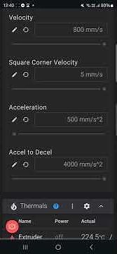 how to use mobile and amend the speed and temperature of two tree sk1