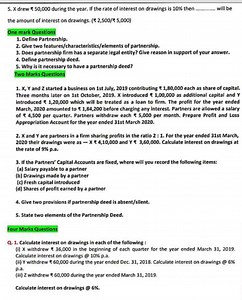 5. Interest on drawings calculationX drew ₹ 50,000 during the ... | Filo