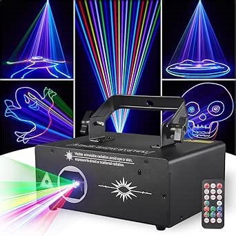 Laser Lights Stage Lights, Gruolin 3D Animation DJ Party Laser Light Full Color with DMX512 & Sound Activated, Perefct for Disco Party Bar Club DJ & Stage Lighting