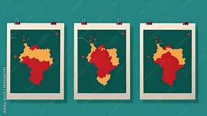 A series of detailed maps hanging on the walls each showing different levels of earthquake severity and their corresponding data.. 2d flat cartoon