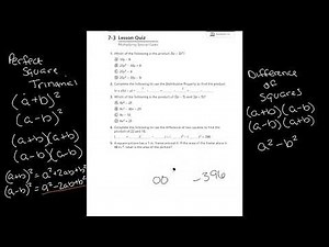 Algebra 1: 7-3 Multiplying Special Cases Quiz