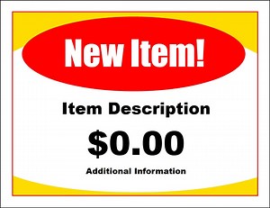 Editable "new Item!" Sign Template (red/yellow 1 Up) Microsoft Word Document - Etsy Canada