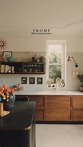 Step inside this incredible mid-century inspired kitchen - the rich walnut cupboard fronts, brass accents and little colourful touches all blend so perfectly mixing retro flare and modern charm. Follow to see inside more beautiful homes like this or follow our own home renovation progress @tljameshome Follow for more inspiring home interiors and beautiful kitchens 🏡 Captured on @sonyalpha 1 #homeinteriors #reels #kitchens #periodhomesofinsta #kitchendesign | Thepropertyphotographer