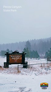 What a pretty sight to see fresh snow at Pecos Canyon State Park! ❄️ Thank you to our staff for sharing this tranquil moment! | New Mexico State Parks