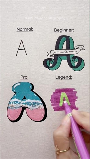 Comment A Word That Starts With Letter A 👀 4 Levels of Writing #nhuandaocalligraphy
