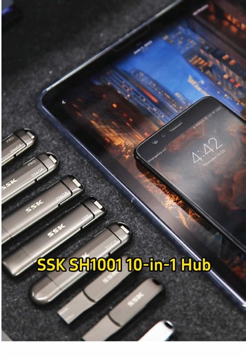 This hub not only expands connectivity but also provides charging capabilities.#SSK #ssd #usb #hub #tech