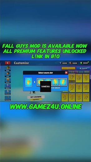 Fall guys mod is available now to downloaded qll premium features check the bio
