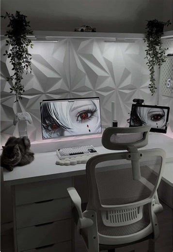 Stylish White Setup for Gaming and Productivity