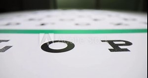 Eye diagram closeup. Vision testing in adults and children